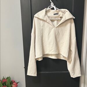 Cream Ribbed Cropped Sweater